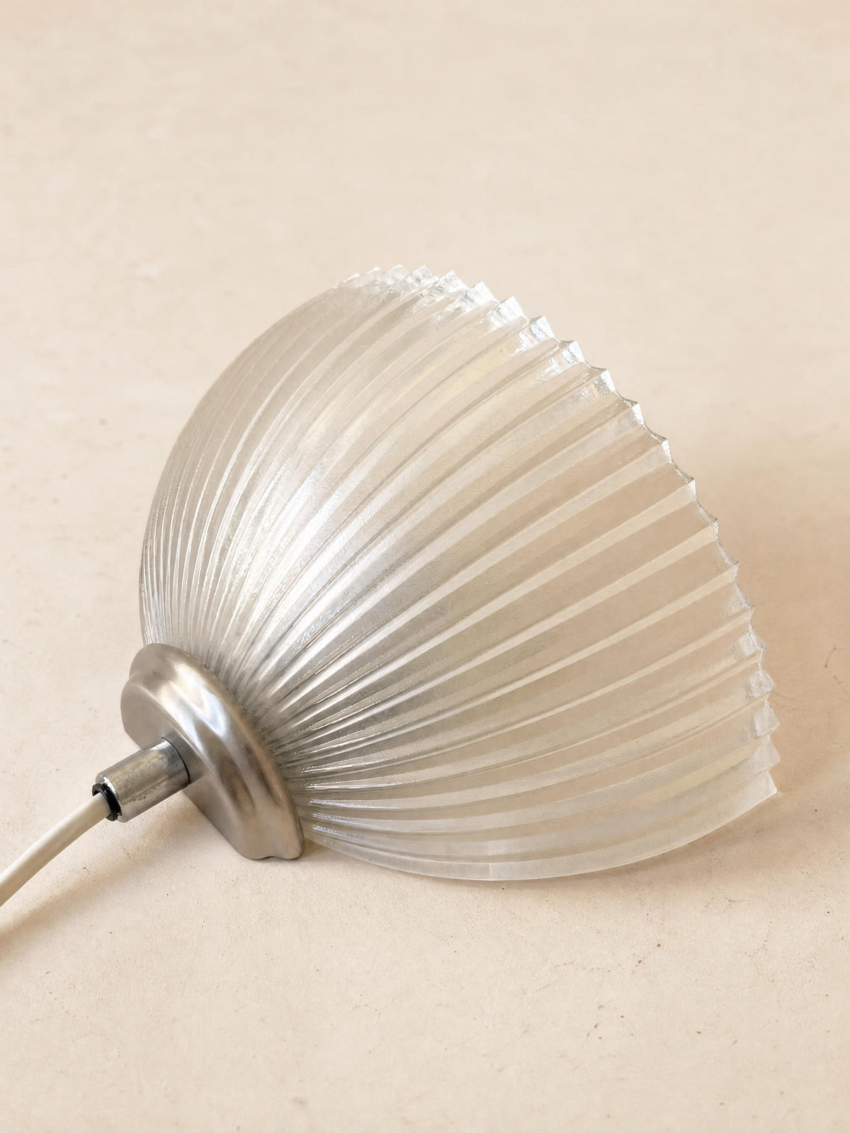 Pair of Hema 80s Diffusive Glass Wall Lights | Ribbed Half Dome Sconce — photo 5
