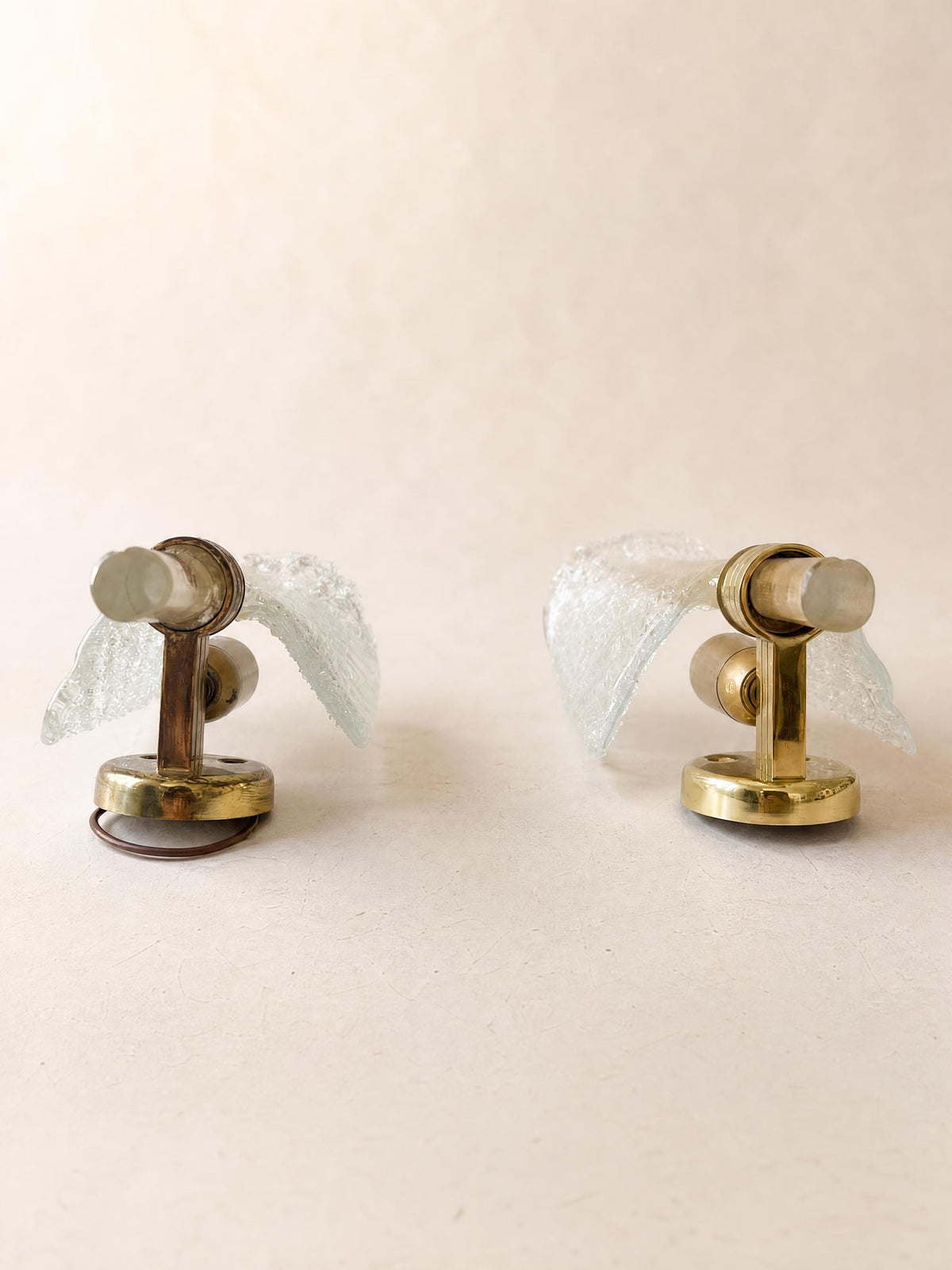 Italian 80s Murano Glass Wall Sconces | Barovier & Toso Brass Wall Lights Pair — photo 3