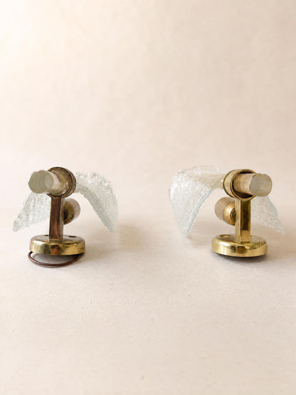 Italian 80s Murano Glass Wall Sconces | Barovier & Toso Brass Wall Lights Pair — photo 3