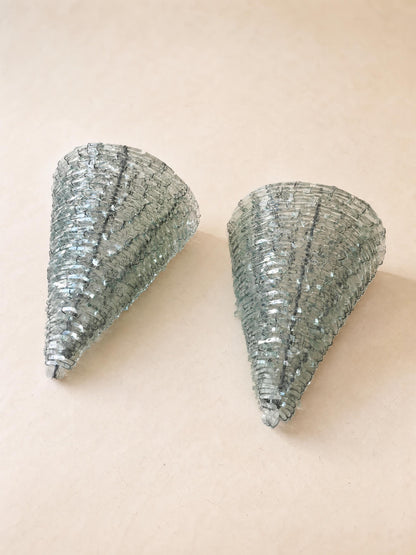 1 of 5 French 70s Glass Wall Sconces | Sculptural Wired Slab Glass Light — photo 5