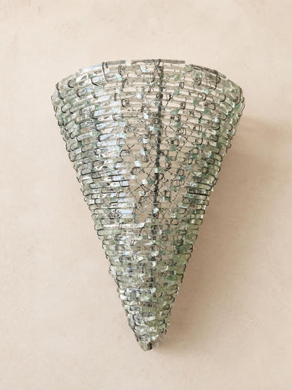 1 of 5 French 70s Glass Wall Sconces | Sculptural Wired Slab Glass Light — photo 3