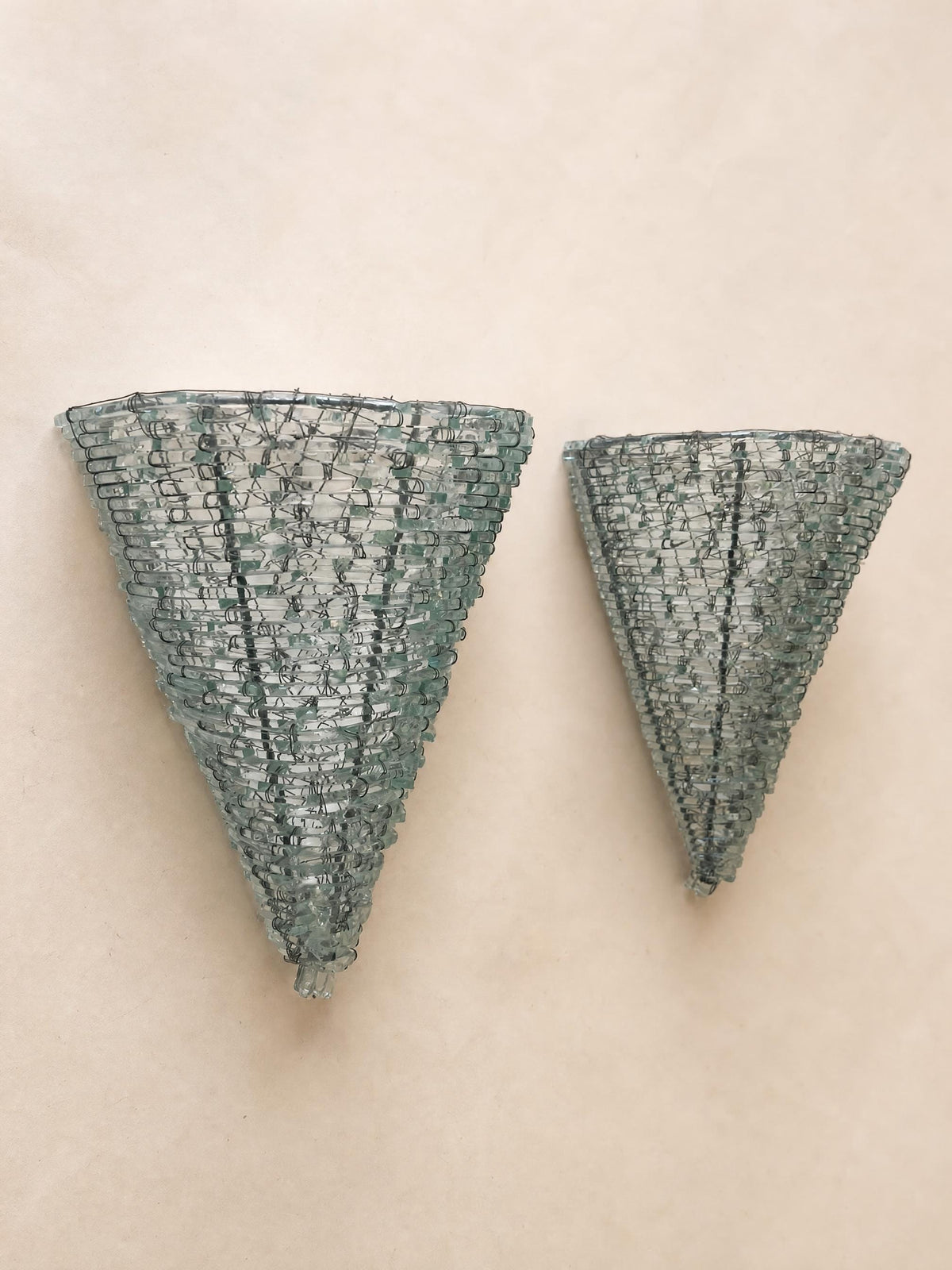 1 of 5 French 70s Glass Wall Sconces | Sculptural Wired Slab Glass Light — photo 6