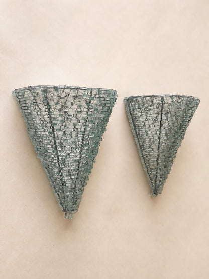 1 of 5 French 70s Glass Wall Sconces | Sculptural Wired Slab Glass Light — photo 6