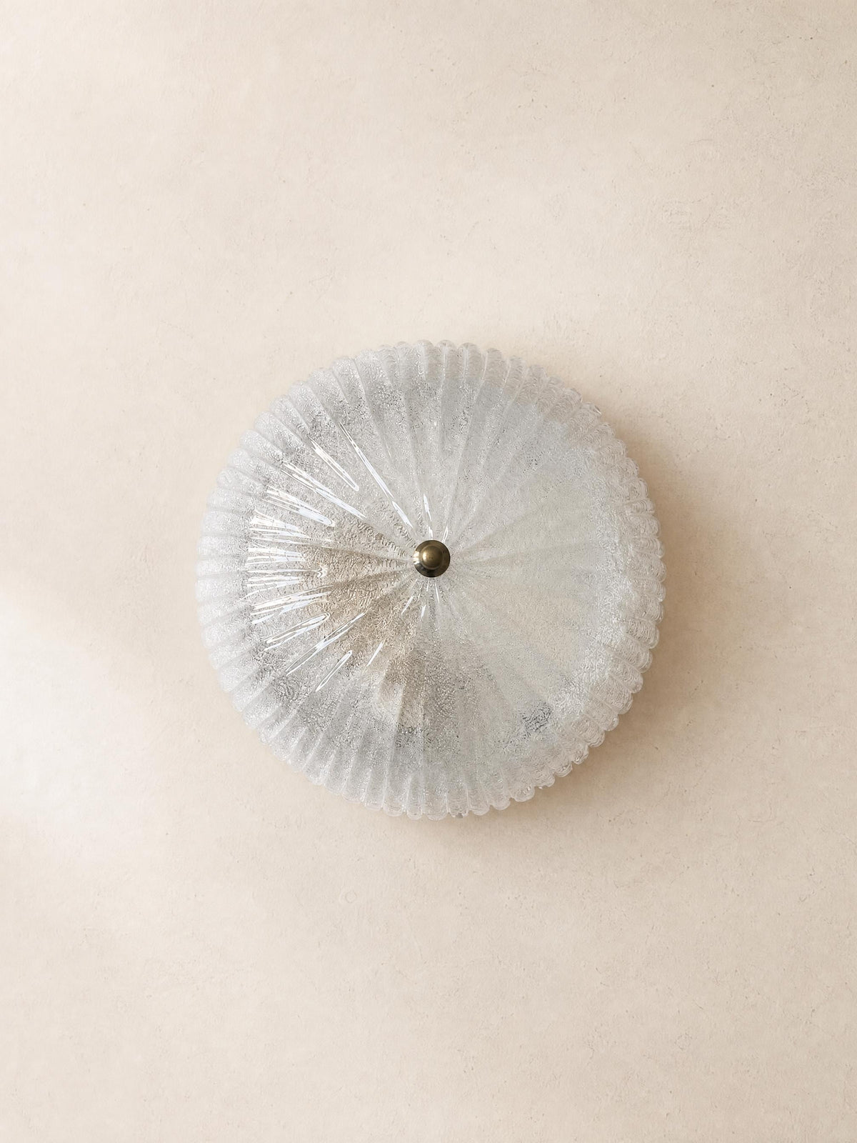 Italian 70s Textured Murano Glass Ceiling Lamp | Flush Mount Light — photo 1