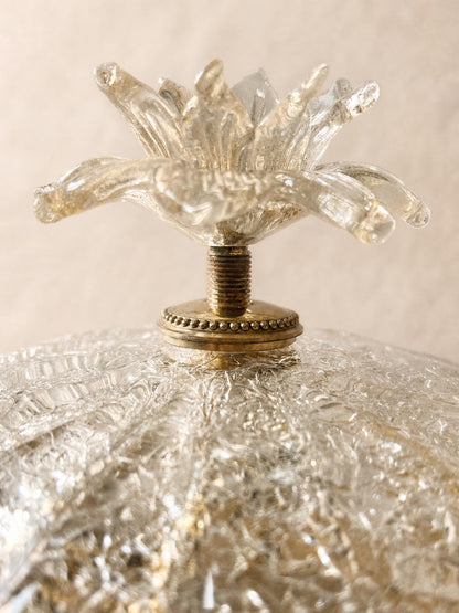 Italian 70s Murano Glass Ceiling Lamp | Textured Flush Mount Light with Flower Finial — photo 6