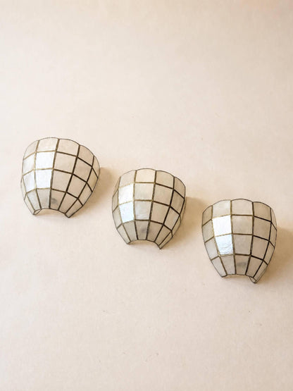 Set of 3 Art Deco Style Shell Wall Sconces in Capiz and Brass — photo 2