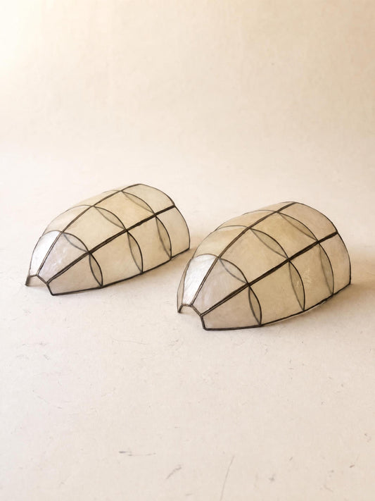Pair of Vintage Capiz Shell Wall Sconces | Organic Modern Shell Wall Lights — photo 2