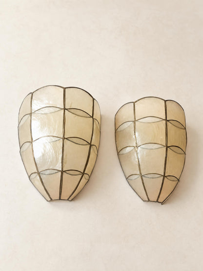 Pair of Vintage Capiz Shell Wall Sconces | Organic Modern Shell Wall Lights — photo 6