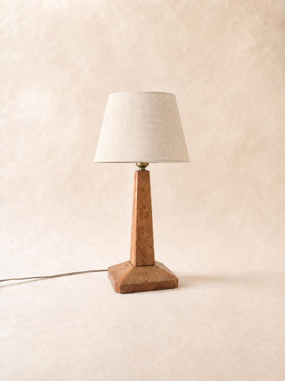 French 1940s Art Deco Wood Table Lamp Base with Brass Socket — photo 1