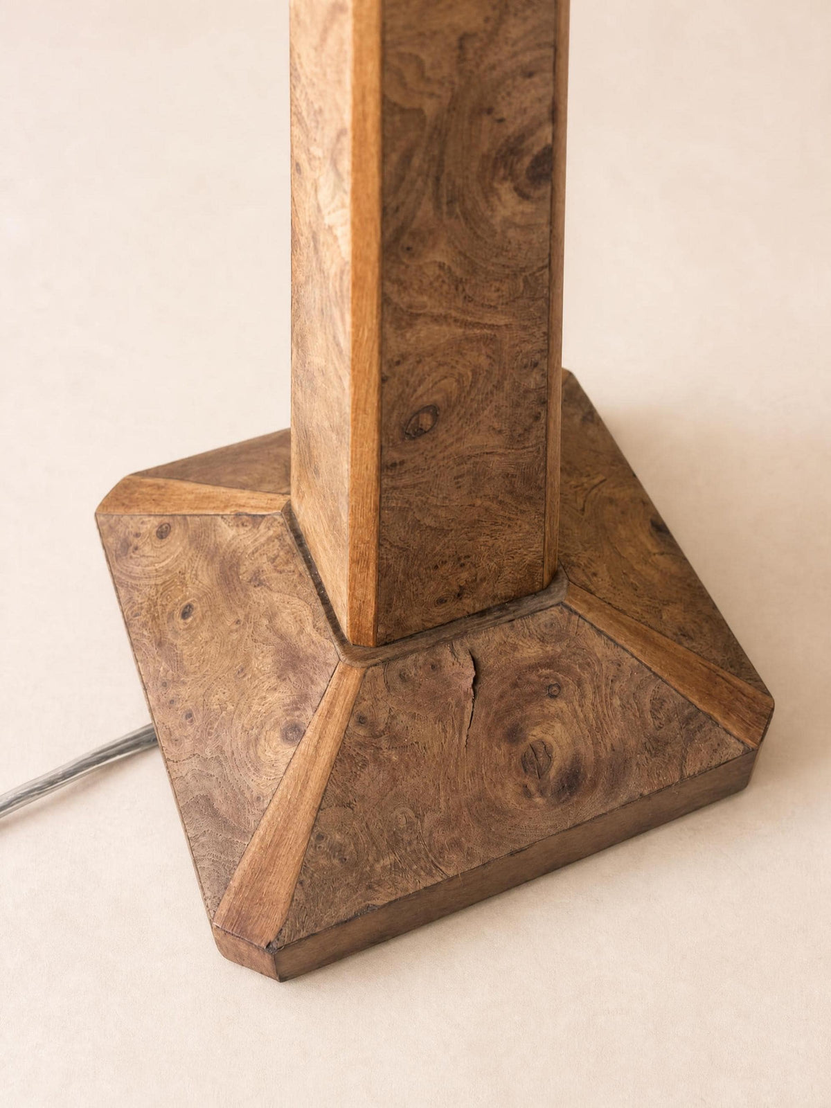 French 1940s Art Deco Wood Table Lamp Base with Brass Socket — photo 5