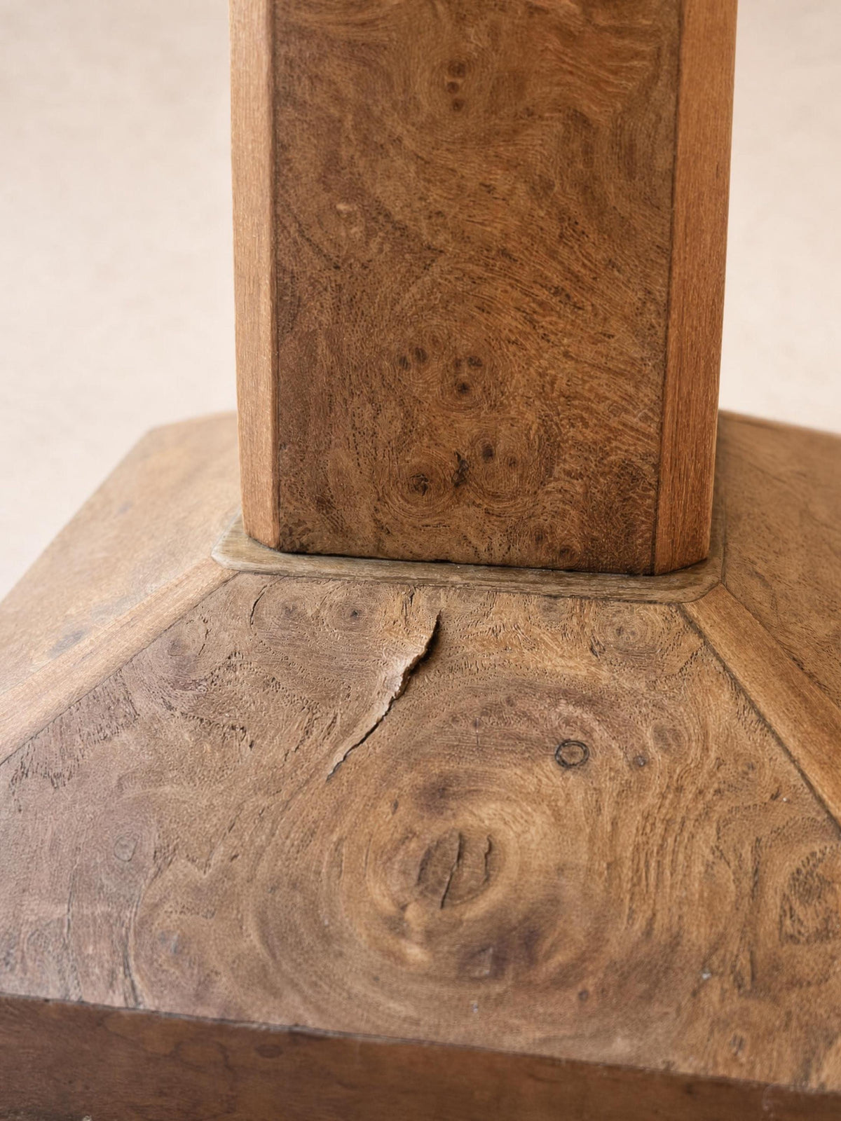 French 1940s Art Deco Wood Table Lamp Base with Brass Socket — photo 6