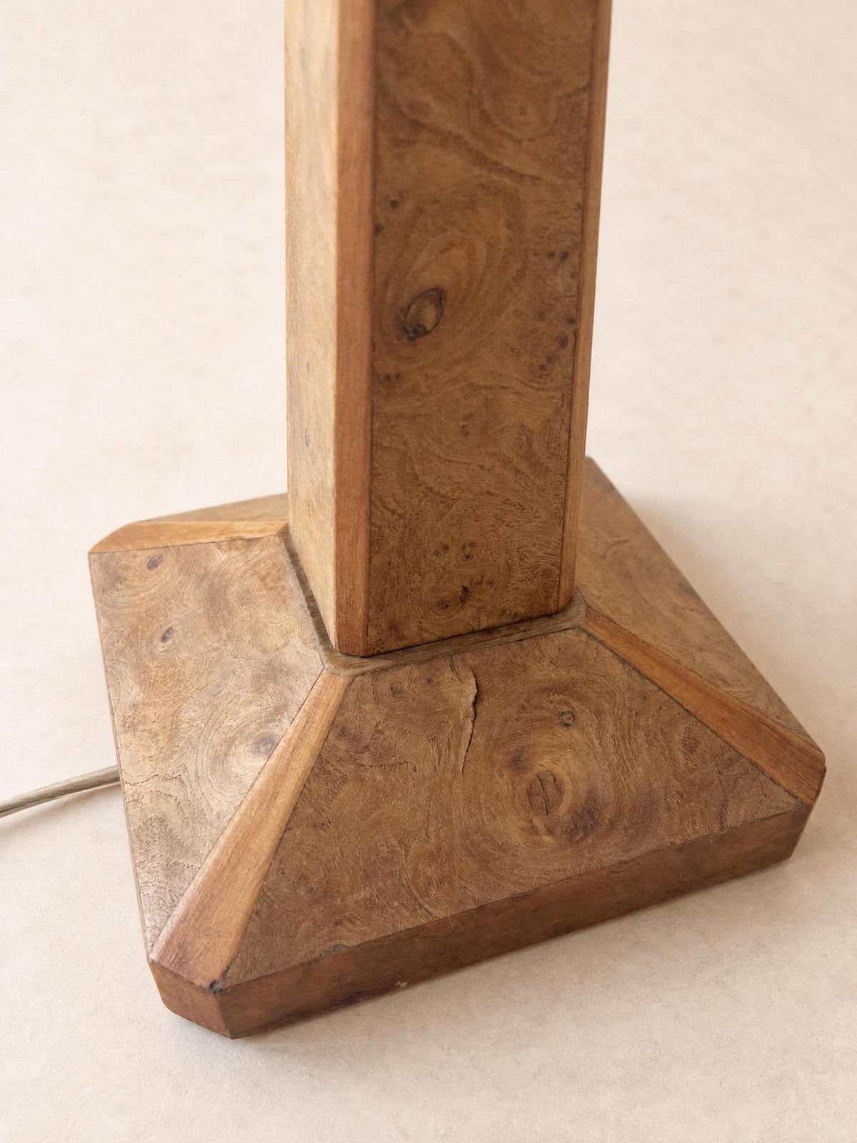 French 1940s Art Deco Wood Table Lamp Base with Brass Socket — photo 7