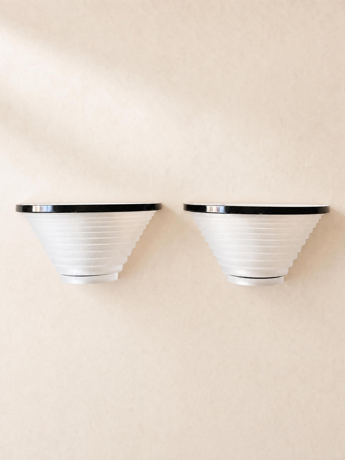 Pair of Italian 80s Artemide Egisto 28 Frosted Glass Wall Sconces by A. Mangiarotti — photo 1