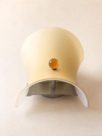 Set of 3 Italian 80s Itre Wall Lights in Opaline Glass, Yellow Eggshell Sculptural Sconces — photo 8