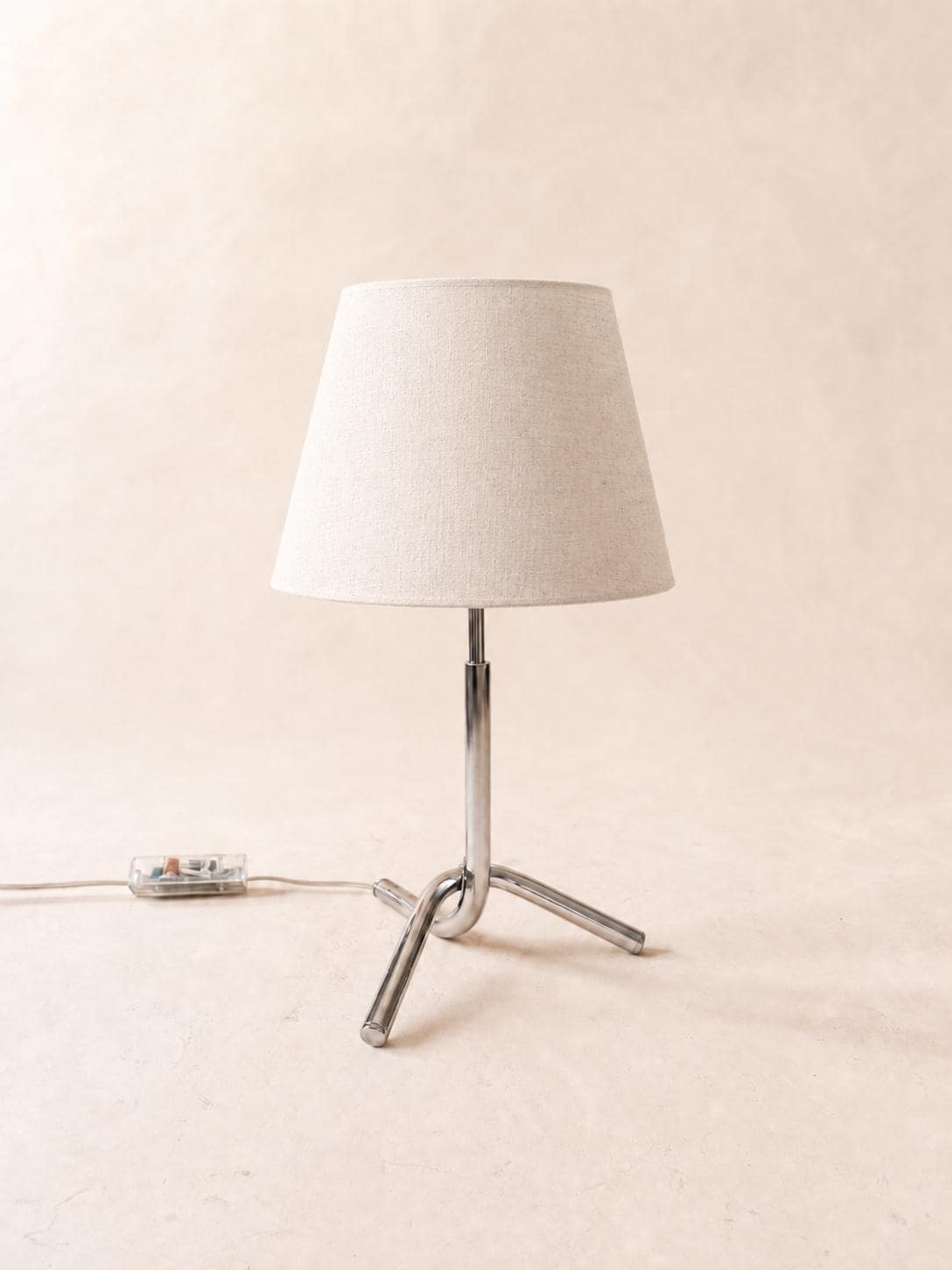 Vintage Chrome Table Lamp Base | Sculptural Tripod Desk Light — photo 1