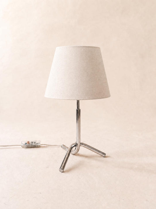 Vintage Chrome Table Lamp Base | Sculptural Tripod Desk Light — photo 1