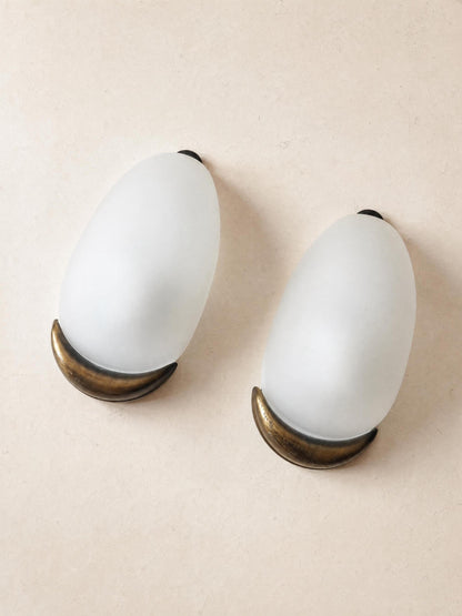 Italian 90s Frosted Glass Wall Sconces, Pair of Organic Modern Wall Lights — photo 3