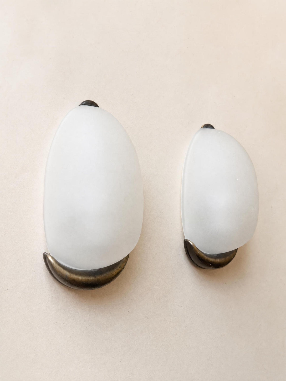 Italian 90s Frosted Glass Wall Sconces, Pair of Organic Modern Wall Lights — photo 2