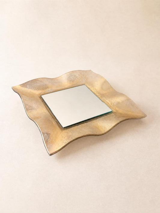 Vintage Murano Albatros Gold Glass Mirror, Organic Shape — photo 1