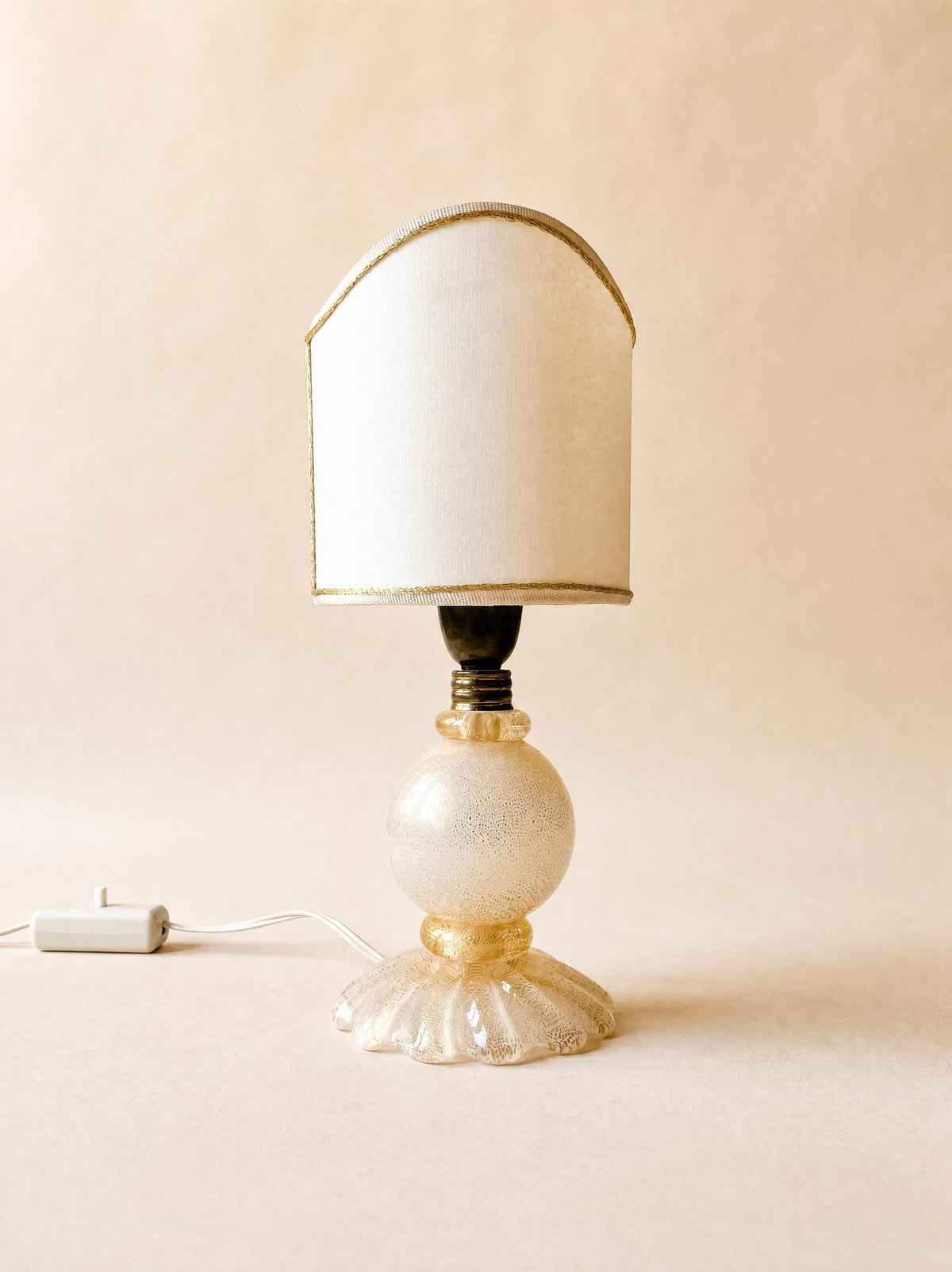 Vintage Italian Murano Glass Table Lamp with Gold Flecks, Venetian Gold Leaf — photo 1