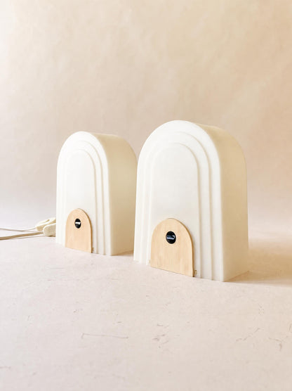 Vintage Italian 80s Targetti Table Lamp Pair in Frosted Resin — photo 1