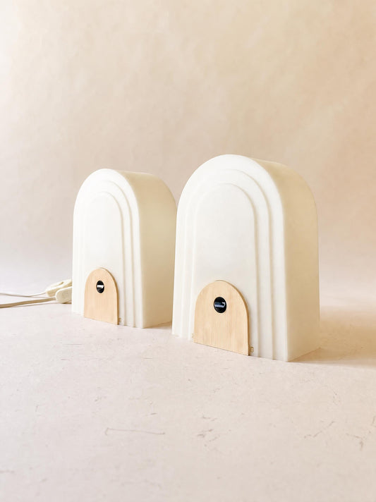 Vintage Italian 80s Targetti Table Lamp Pair in Frosted Resin — photo 1
