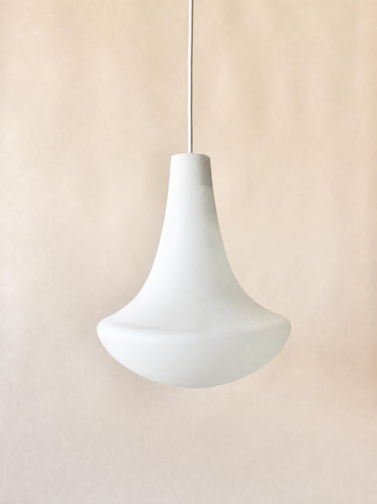 Vintage Italian 60s Murano Glass Pendant Light, Opaline Shade, Venini Style — photo 1