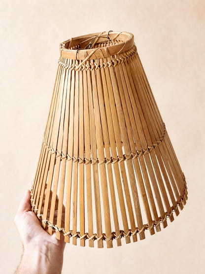 Pair of Vintage French 60s Handmade Bamboo Pendant Lampshades — photo 9