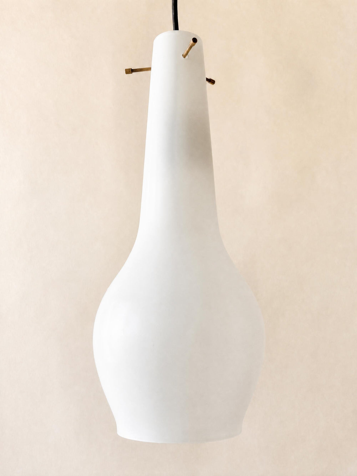Vintage Italian 60s Murano Glass Pendant Light, Frosted Hanging Lamp, Venini Style — photo 2