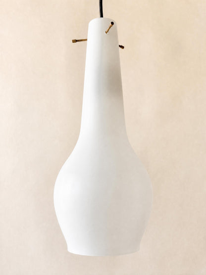 Vintage Italian 60s Murano Glass Pendant Light, Frosted Hanging Lamp, Venini Style — photo 2