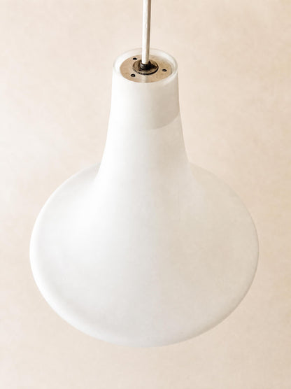 Vintage Italian 60s Murano Glass Pendant Light, Opaline Shade, Venini Style — photo 4