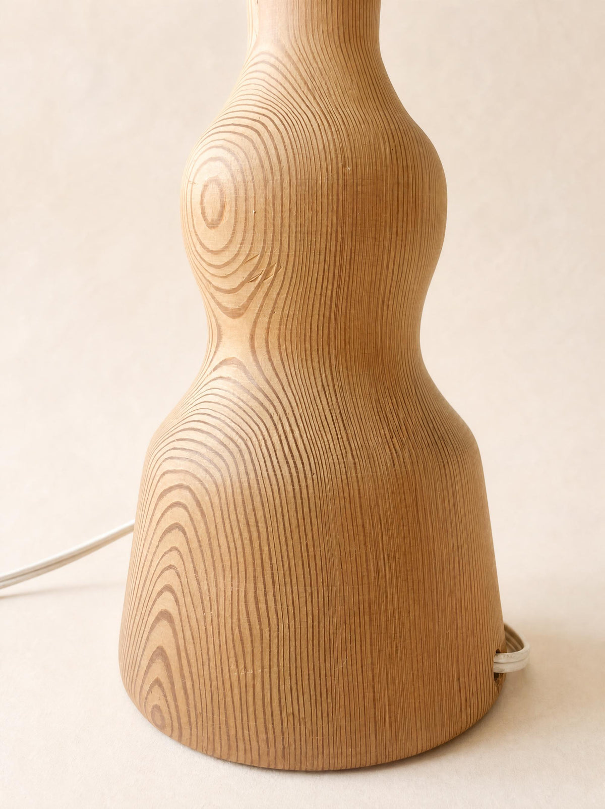 Large Danish Vintage Hand-Carved Wooden Table Lamp with Pleated Shade — photo 9