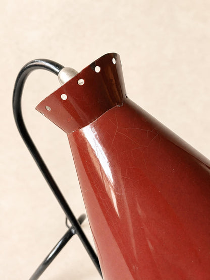 Vintage Italian 50s Red Diablo Table Lamp on Tripod Stand — photo 4