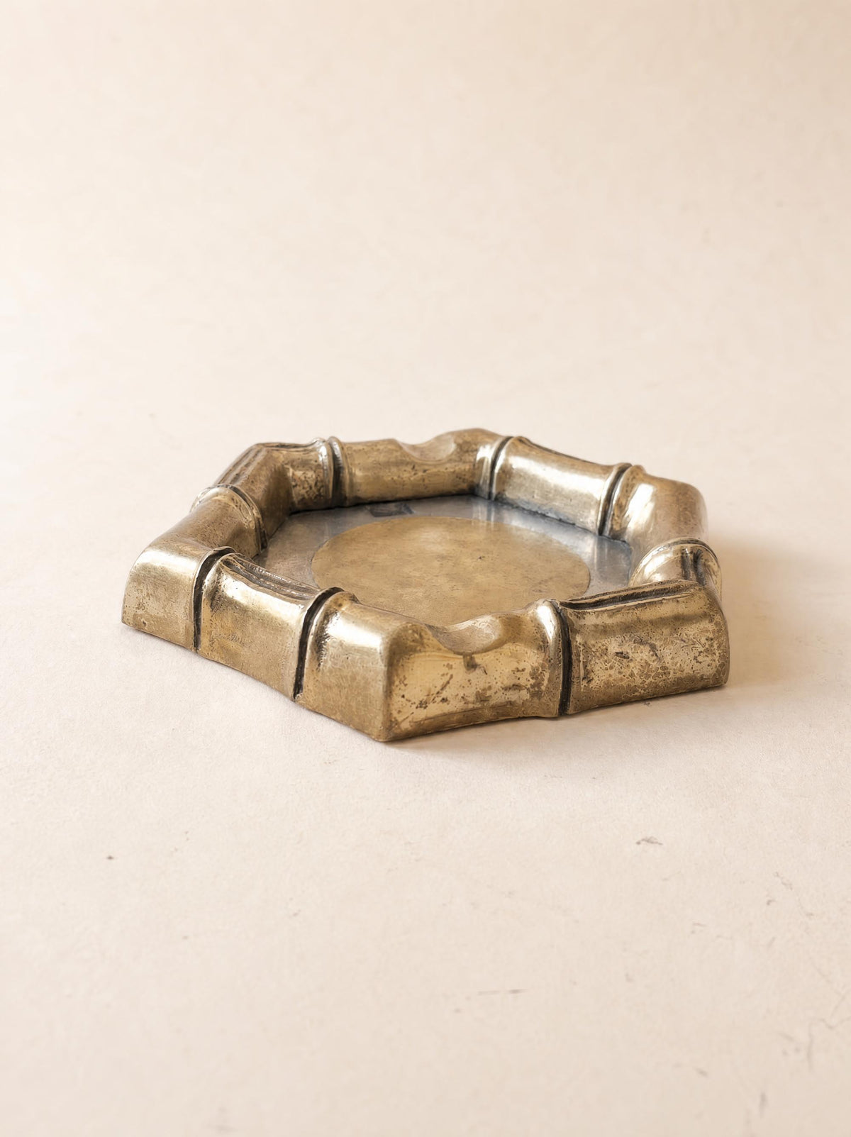 David Marshall Vintage Faux Bamboo Ashtray in Bronze and Brass — photo 2