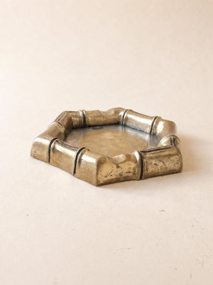 David Marshall Vintage Faux Bamboo Ashtray in Bronze and Brass — photo 2