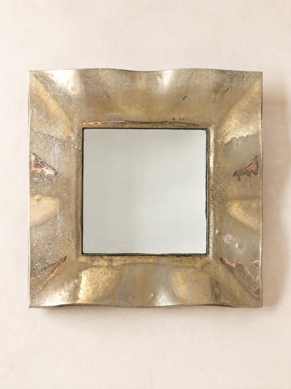 Vintage Murano Albatros Gold Glass Mirror, Organic Shape — photo 2