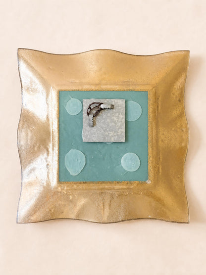 Vintage Murano Albatros Gold Glass Mirror, Organic Shape — photo 11