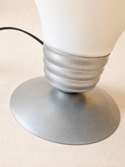 Vintage 90s Bulb Shaped Milk Glass Table Lamps by Idea — photo 4