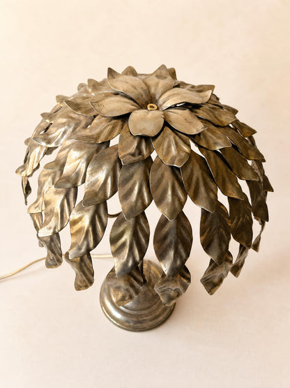 Vintage Italian 70s Brass Lotus Leaf Table Lamp, Hollywood Regency Style — photo 7