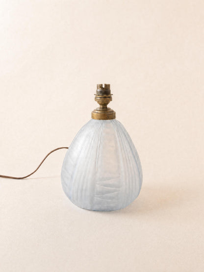 French 50s Blue Glass Table Lamp Base | Sculptural Brass Light — photo 4