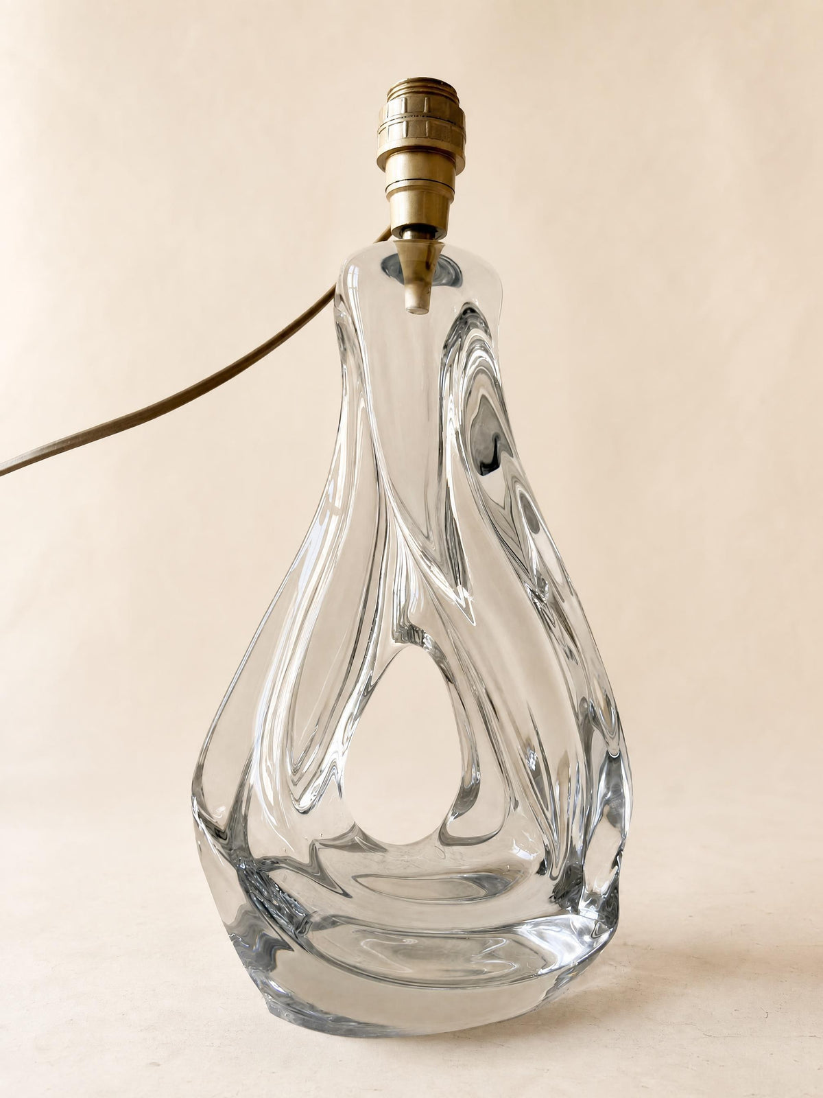 French Vintage Sculptural Clear Glass Table Lamp Base | Organic Modern Lighting — photo 2