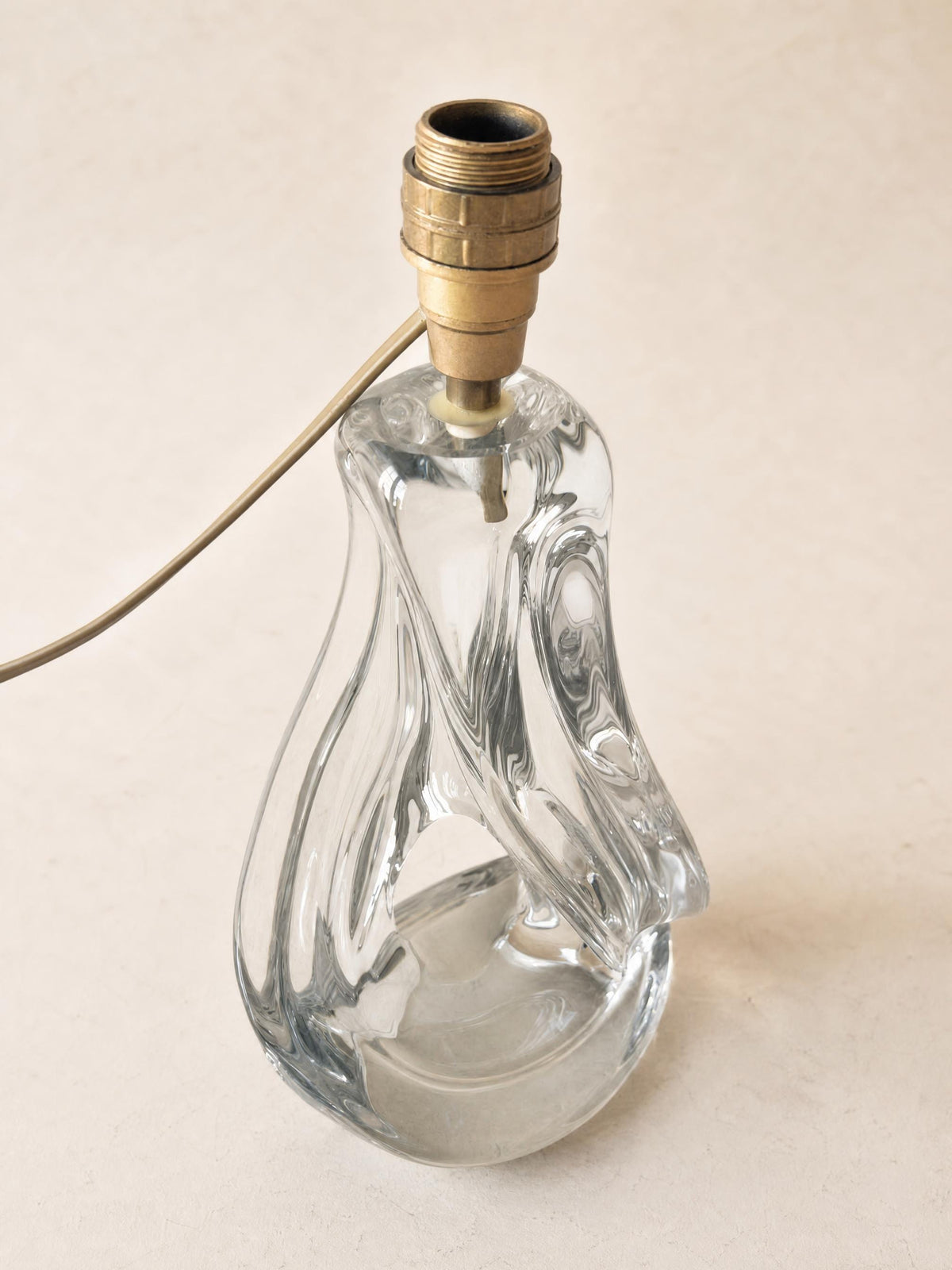French Vintage Sculptural Clear Glass Table Lamp Base | Organic Modern Lighting — photo 4