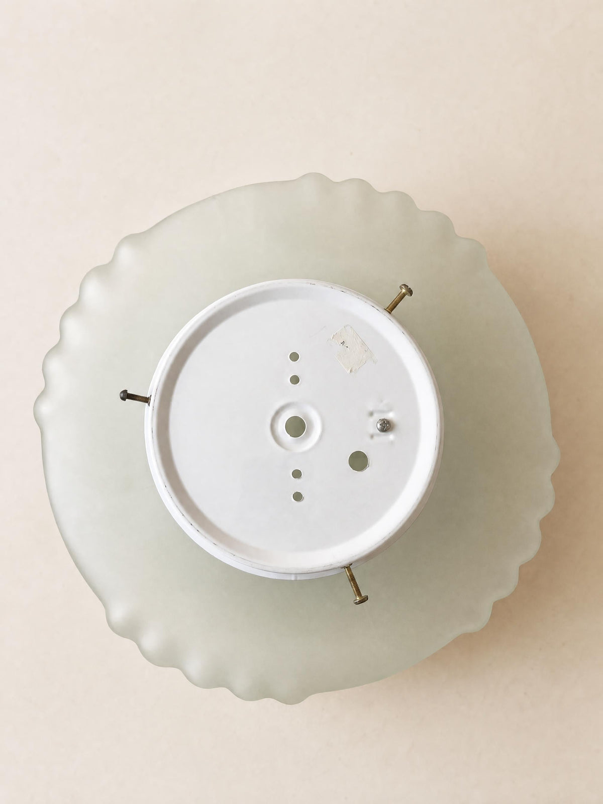 Italian 70s Frosted Glass Ceiling Lamp | Art Deco Sculptural Flush Mount Light — photo 6