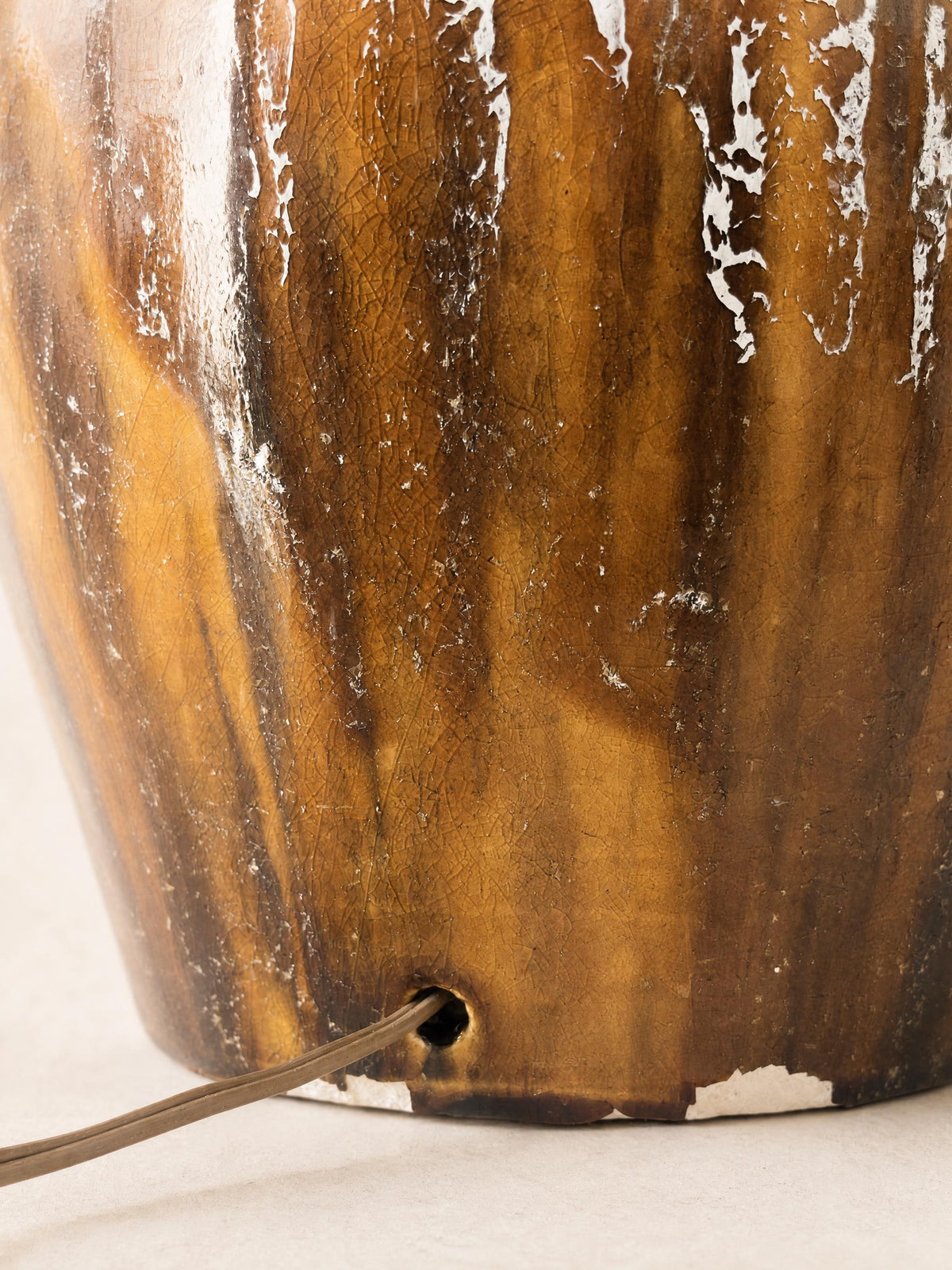French 60s Ceramic Table Lamp | Sculptural Drip Glaze Studio Pottery Base — photo 8