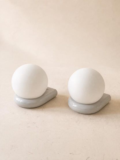 70s Frosted Glass Wall Lights Pair on Lacquered Bases, Bathroom Lights — photo 4