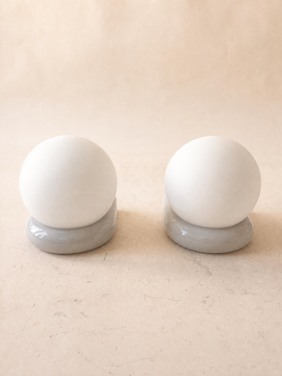 70s Frosted Glass Wall Lights Pair on Lacquered Bases, Bathroom Lights — photo 6
