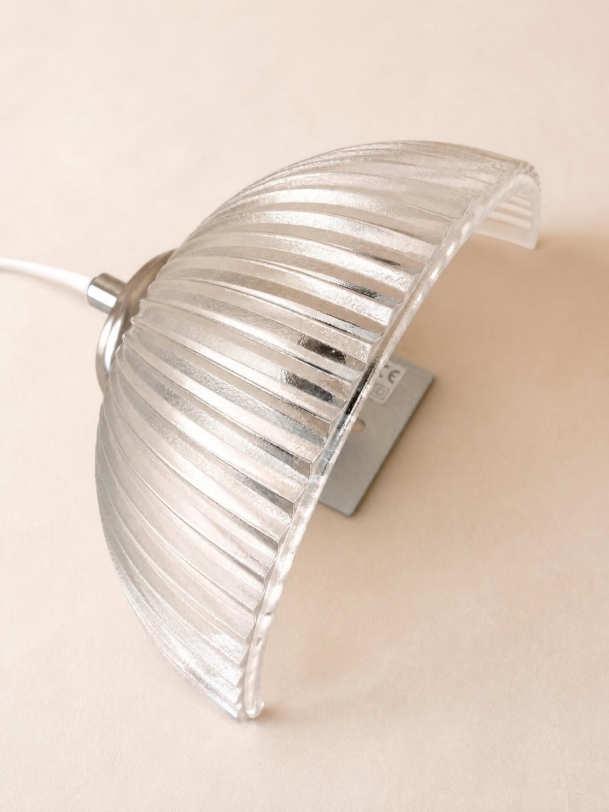 Pair of Hema 80s Diffusive Glass Wall Lights | Ribbed Half Dome Sconce — photo 4