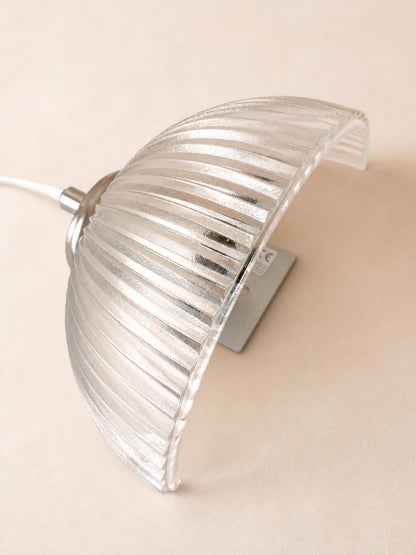 Pair of Hema 80s Diffusive Glass Wall Lights | Ribbed Half Dome Sconce — photo 4