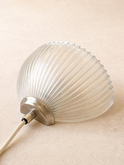 Pair of Hema 80s Diffusive Glass Wall Lights | Ribbed Half Dome Sconce — photo 3