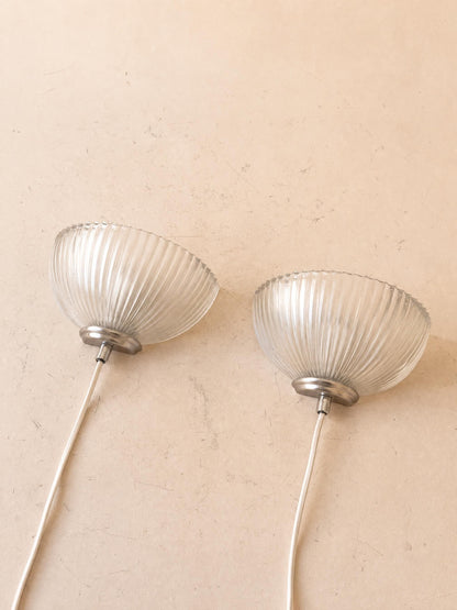 Pair of Hema 80s Diffusive Glass Wall Lights | Ribbed Half Dome Sconce — photo 2